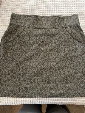 Columbia Olive Mini Skirt with Micro Floral Print